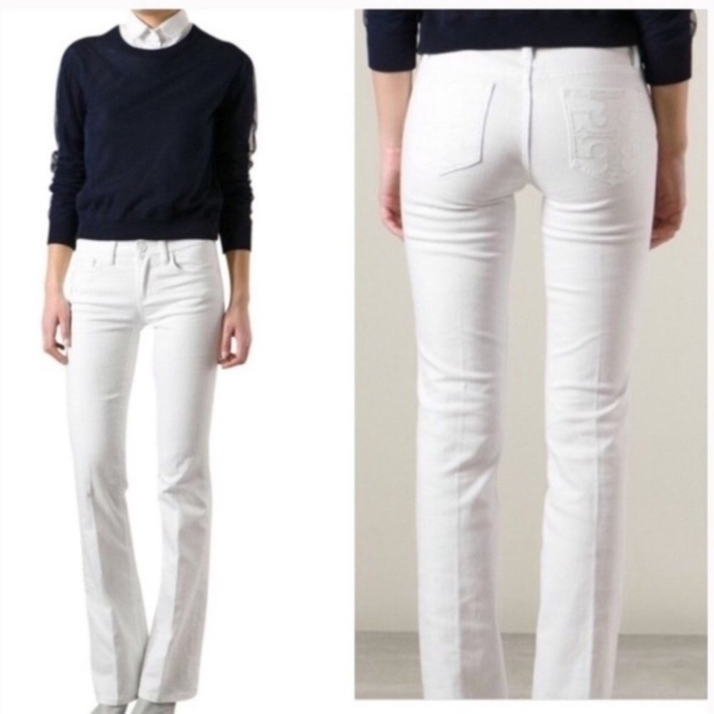 Tory Burch Classic Boot White Jeans 25 (E1) - Picture 3 of 16
